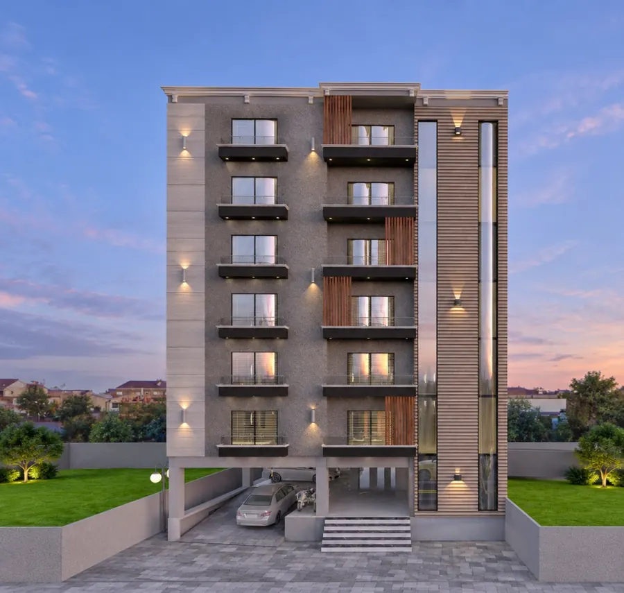 An 8-storey apartment building with basement on Hali Road, Lahore