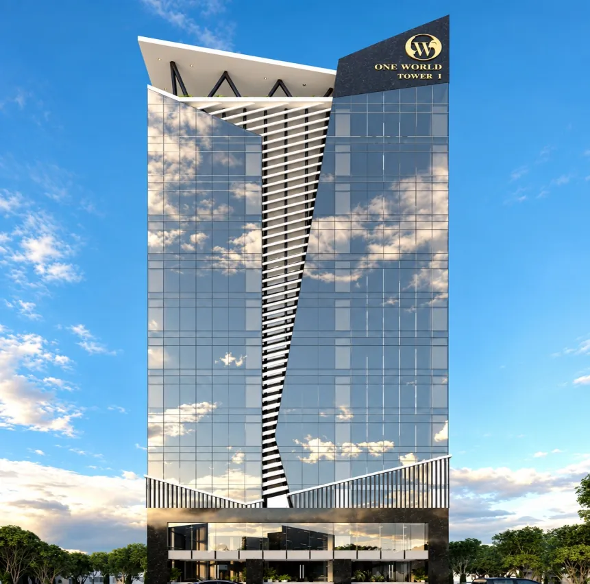 One World Tower, Lahore: a completed 16-storey, 176-foot commercial tower built by Unity Professionals
